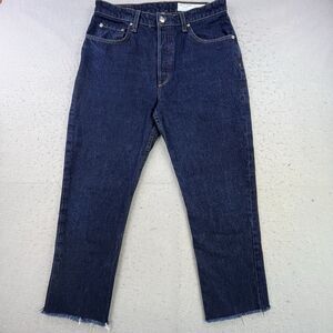 RAG & BONE Jeans Women's Size 29 Blue Mid-Rise Wide Leg Crop Raw Hem Button Fly